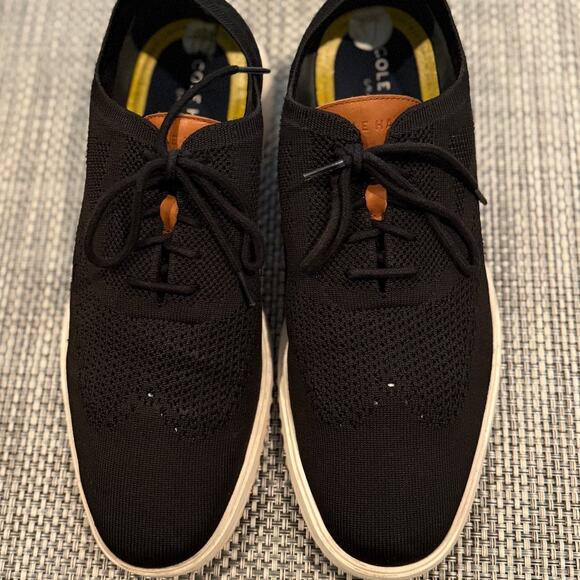 COLE HAAN Men's Grand+ Stitchlite Wing Tip Knit Flexible Oxford black/ivory 13M - Picture 3 of 8